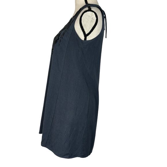 Miss Me Small Mini Dress Sleeveless Embroidered Keyhole Neck Lined Stretch Blue - Picture 6 of 10